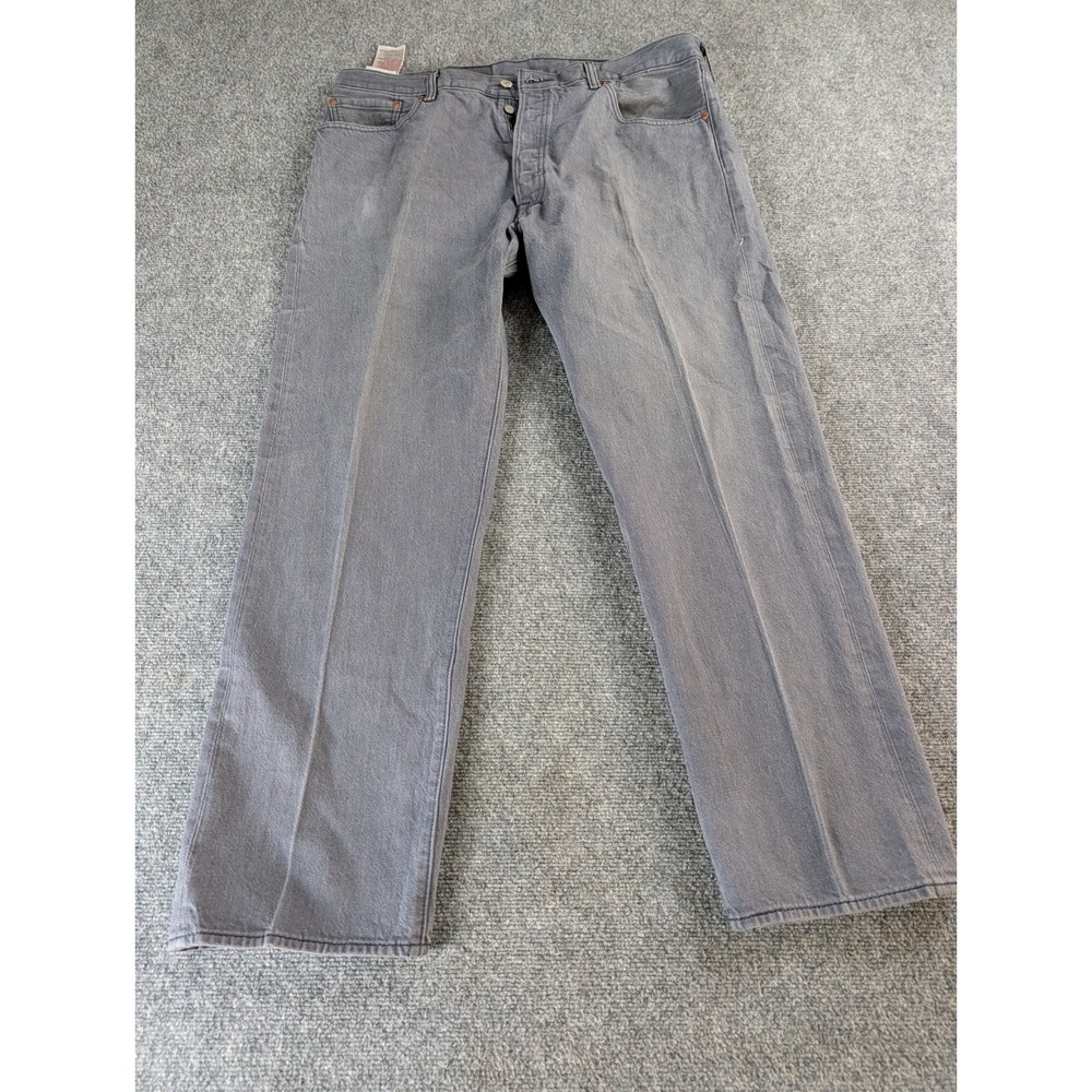 Levis 501 Jeans Mens 40x31 Gray Medium Wash Denim Button Fly